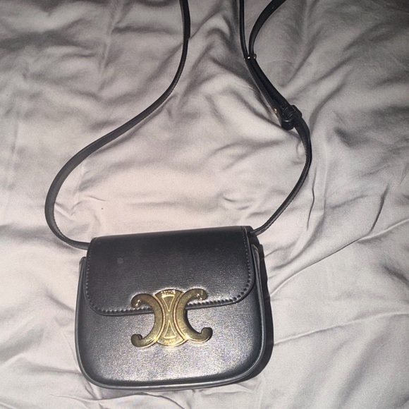 Celine Black Leather Crossbody with Gold Triomphe Hardware - Picture 11 of 12